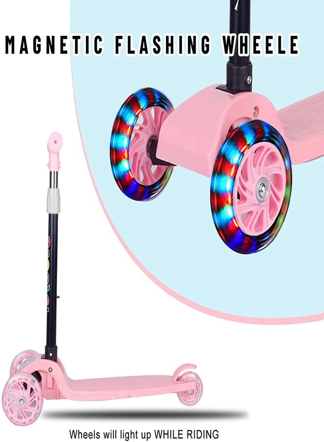 Drumstone (𝟏𝟓 𝐘𝐞𝐚𝐫𝐬 𝐰𝐚𝐫𝐫𝐚𝐧𝐭𝐲) Foldable Kids Kick Scooter with 3 Adjustable Heights - Light-Up PVC Wheels, Rear Foot Brake & Stable 3-Wheel Design - Fun, Safe Ride for Toddlers - Image 3